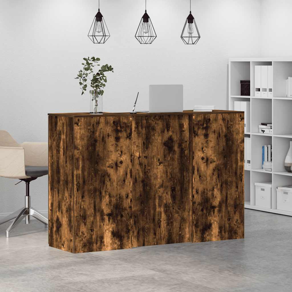Bureau de réception 155 x 50 x 103,5 cm chêne fumé bois d'ingénierie – vue en situation