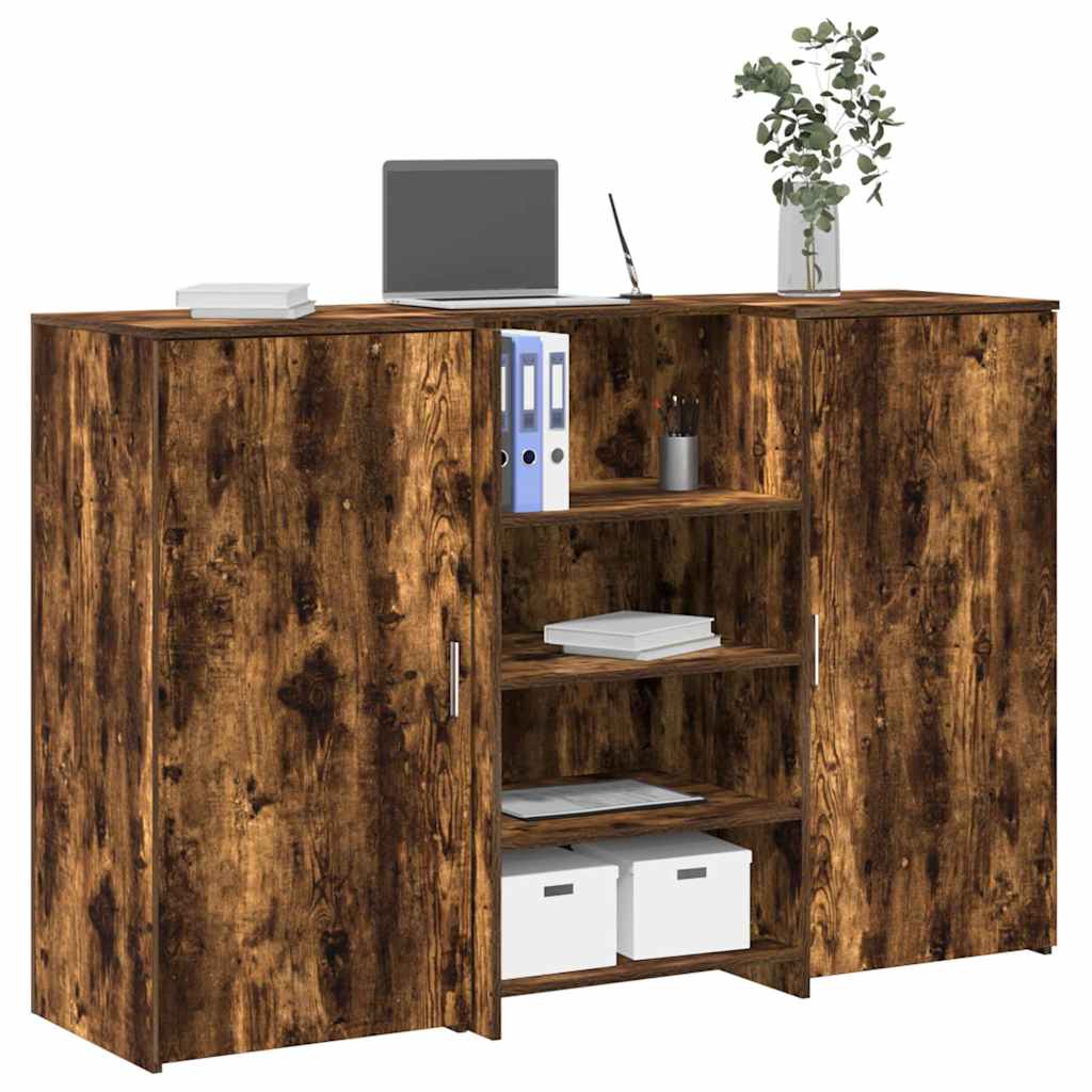 Bureau de réception 155 x 50 x 103,5 cm chêne fumé bois d'ingénierie – vue d’ensemble