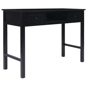 Buffet Bois de massif 108 x 45 x 76 cm noir bois de paulownia – vue d’ensemble