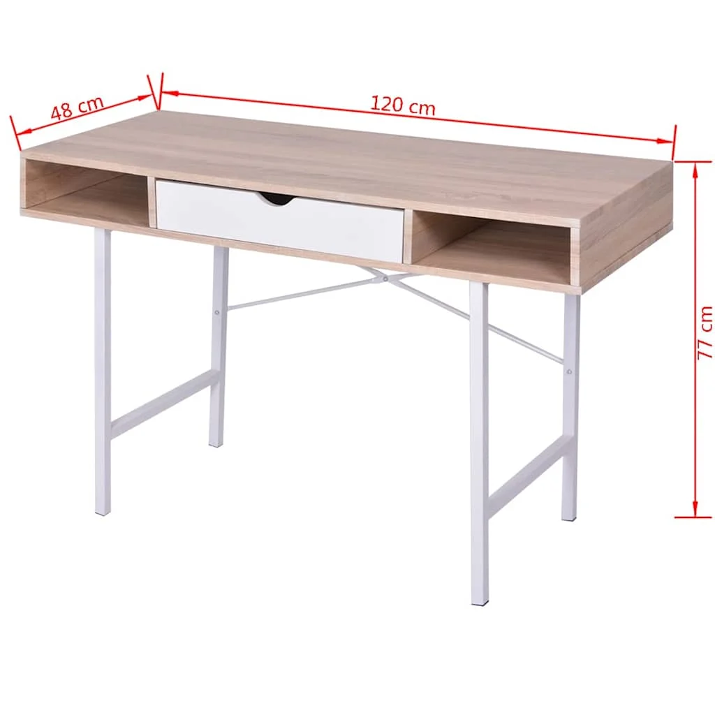 Bureau avec 1 compartiment 120 x 48 x 77 cm multicolore mdf – vue de dessus