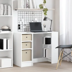 Bureau 100 x 40 x 75 cm blanc bois d'ingénierie – vue d’ensemble
