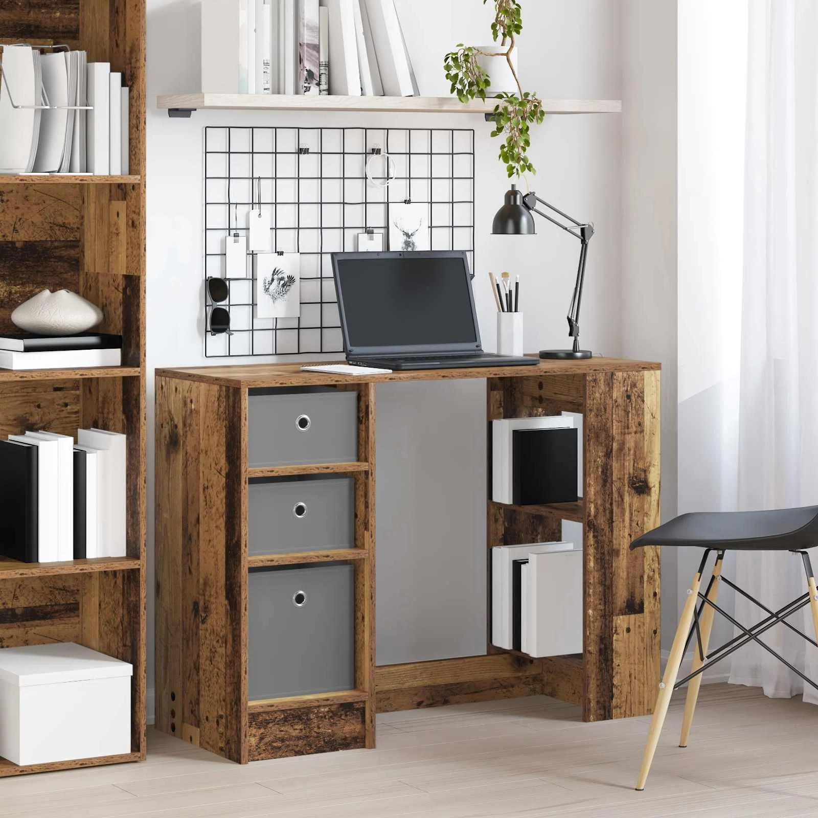 Bureau 100 x 40 x 75 cm bois ancien bois d'ingénierie – vue d’ensemble