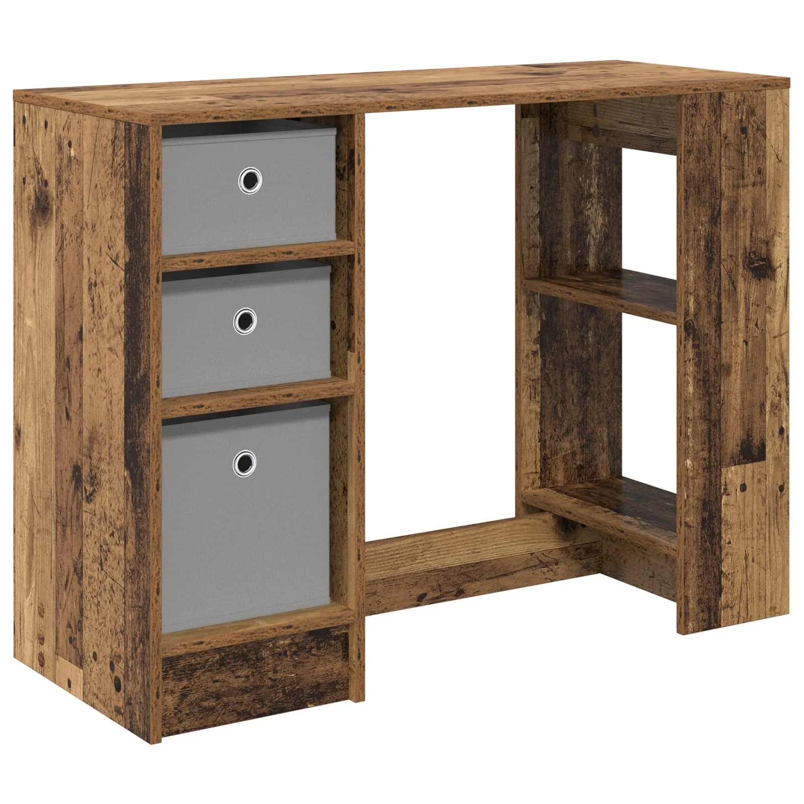 Bureau 100 x 40 x 75 cm bois ancien bois d'ingénierie – vue de côté