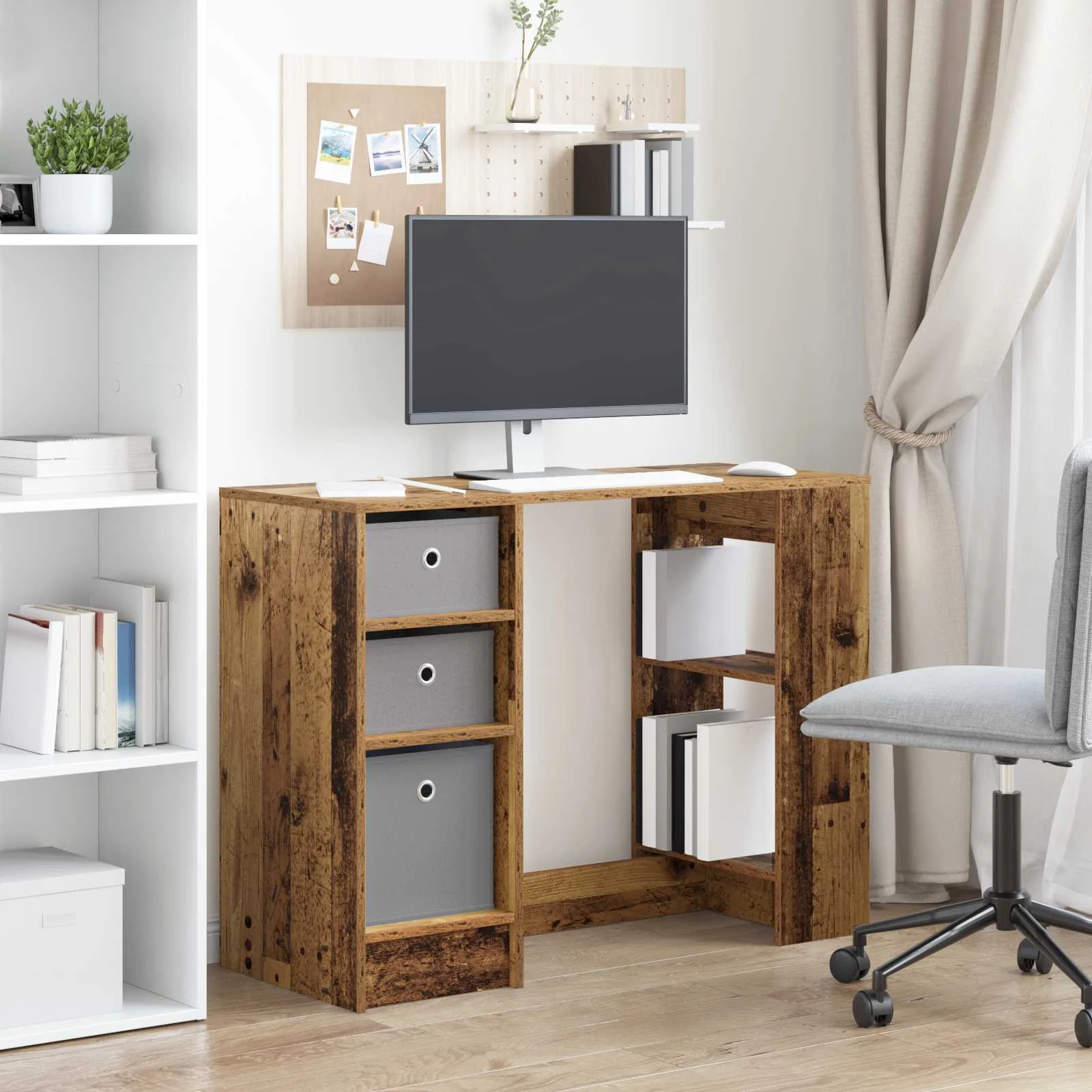 Bureau 100 x 40 x 75 cm bois ancien bois d'ingénierie – vue en situation