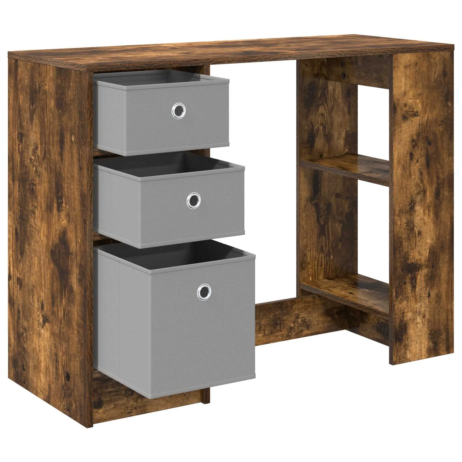 Bureau 100 x 40 x 75 cm chêne fumé bois d'ingénierie – vue de dessus