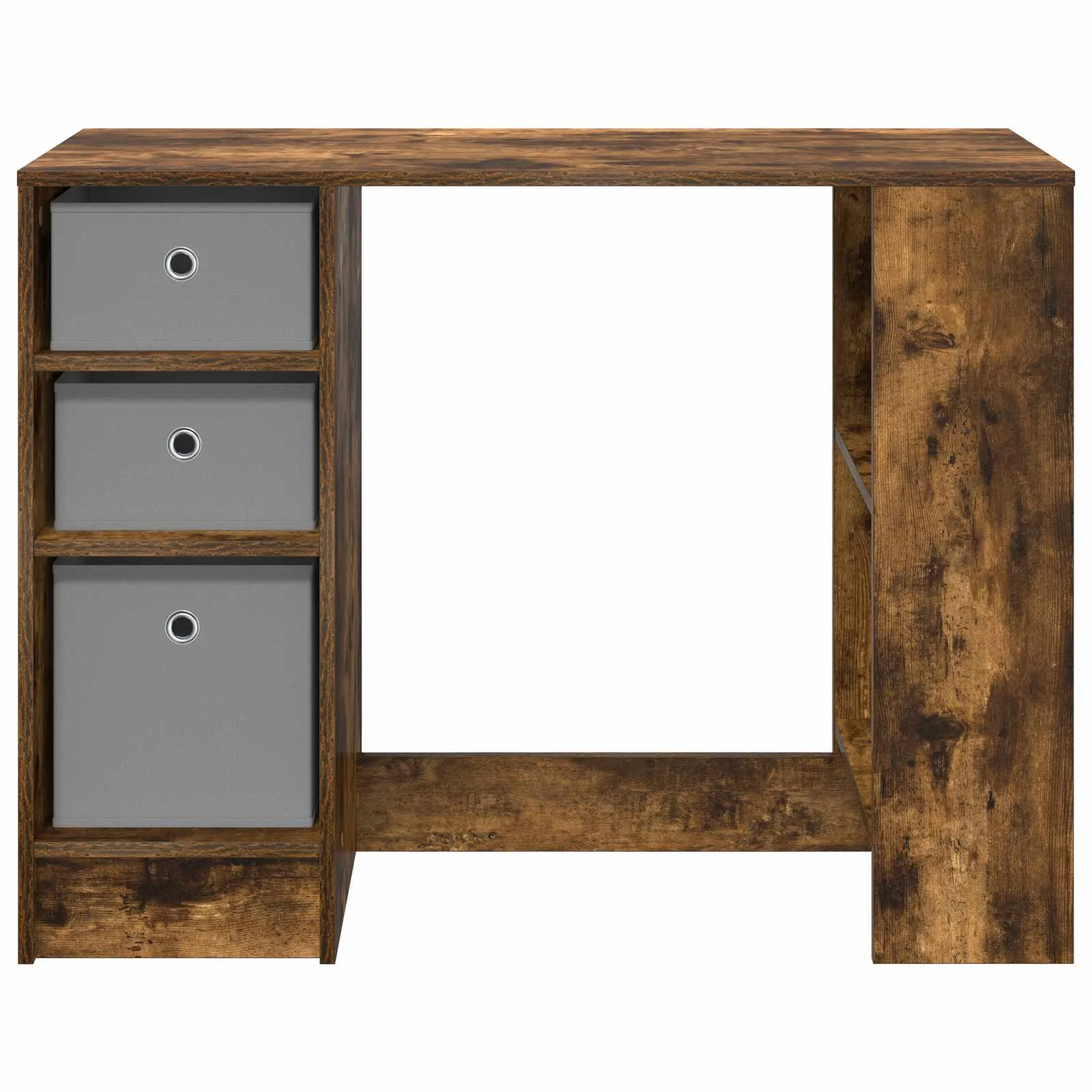 Bureau 100 x 40 x 75 cm chêne fumé bois d'ingénierie – vue de dos