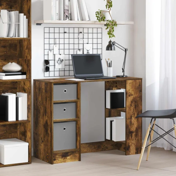 Bureau 100 x 40 x 75 cm chêne fumé bois d'ingénierie – vue d’ensemble