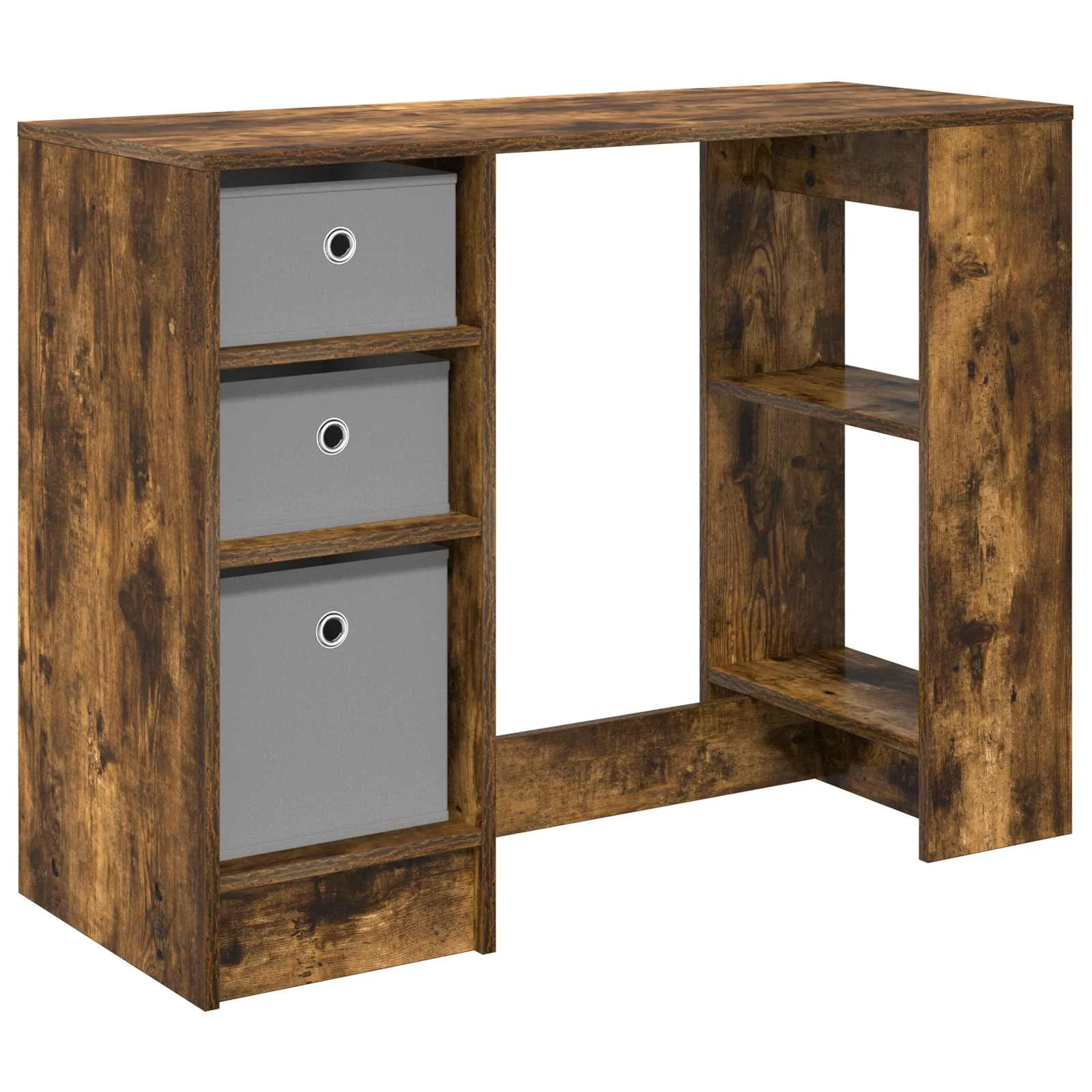 Bureau 100 x 40 x 75 cm chêne fumé bois d'ingénierie – vue de côté