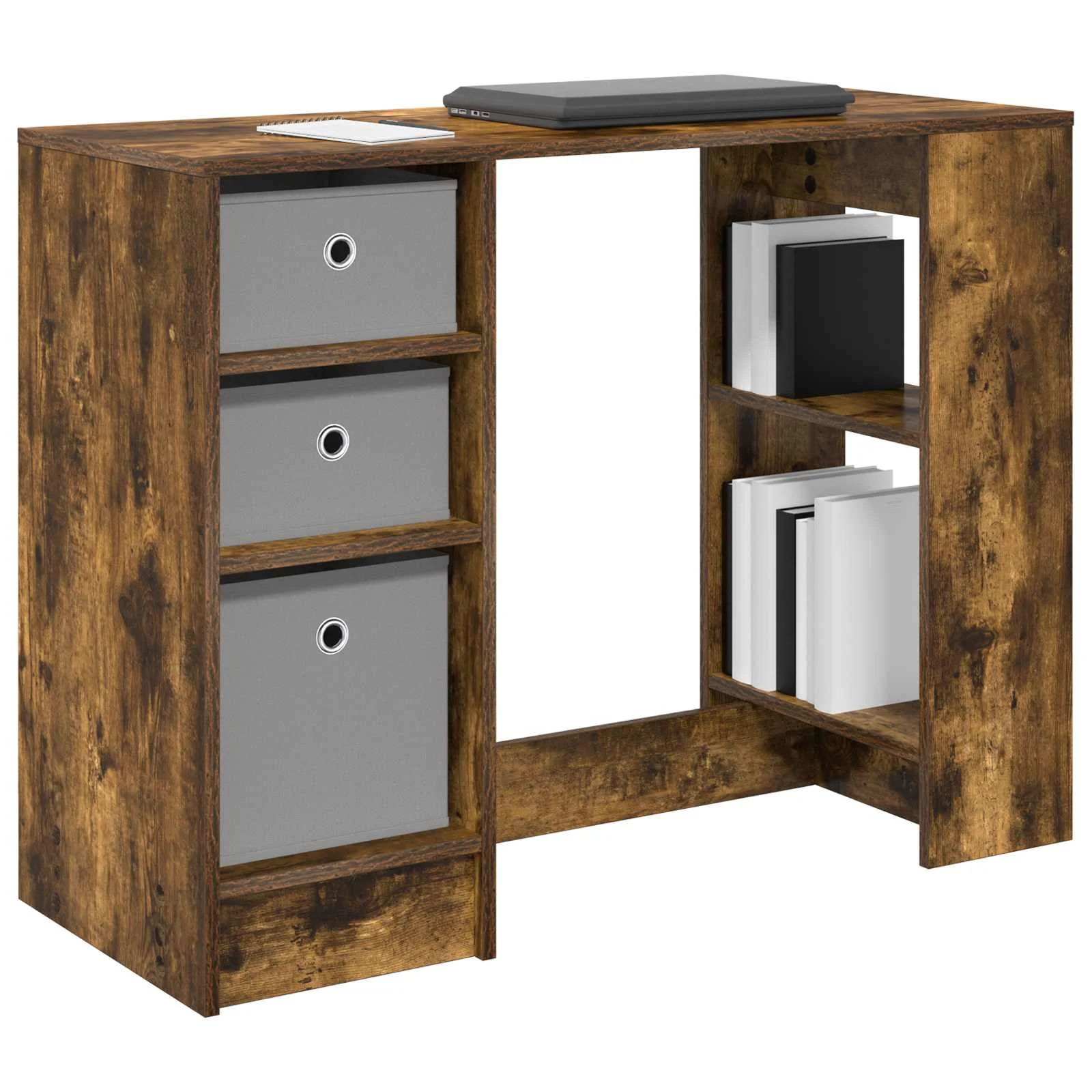 Bureau 100 x 40 x 75 cm chêne fumé bois d'ingénierie – vue de détail
