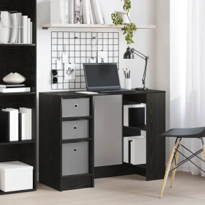 Bureau 100 x 40 x 75 cm chêne noir bois d'ingénierie – vue d’ensemble