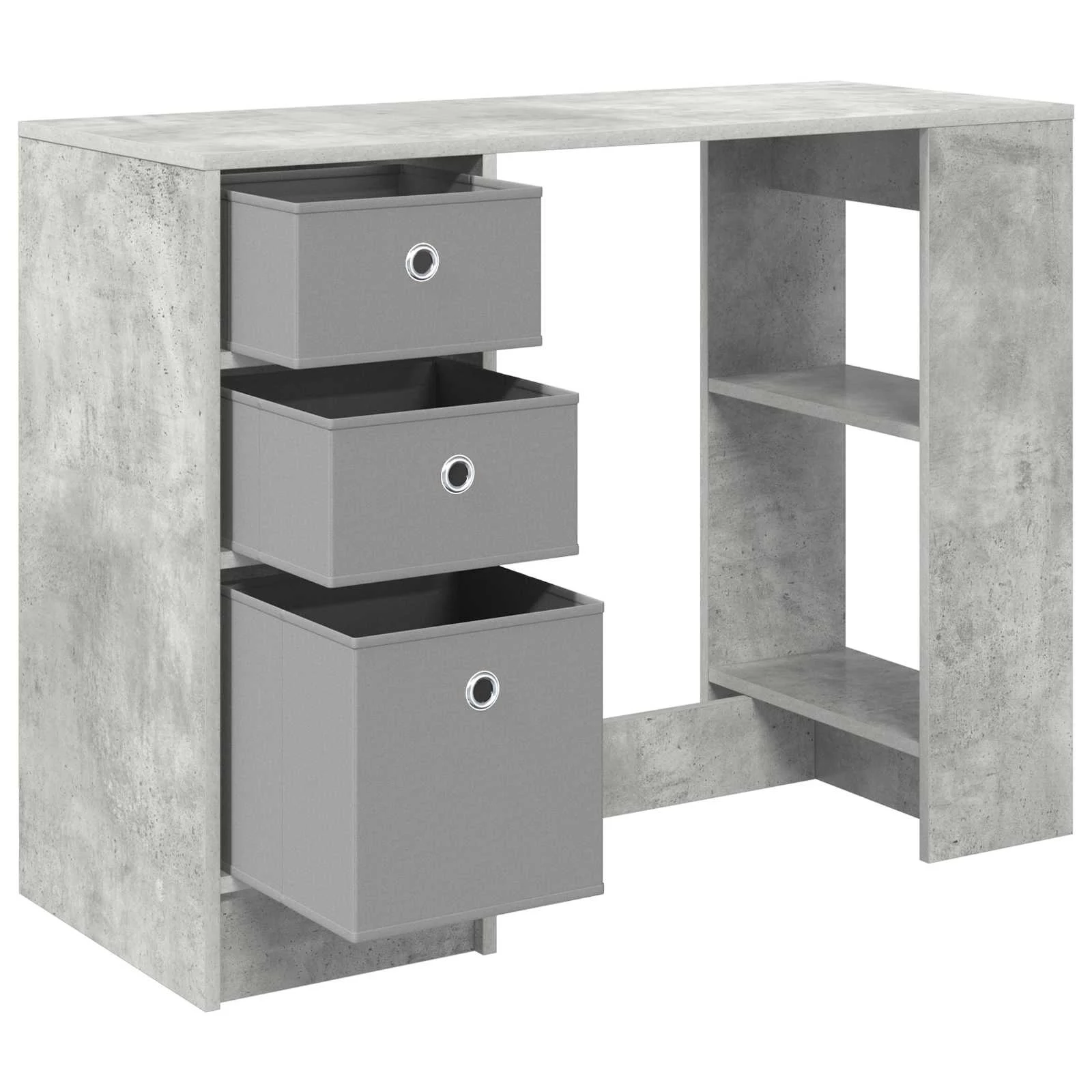 Bureau 100 x 40 x 75 cm gris béton bois d'ingénierie – vue de dessus