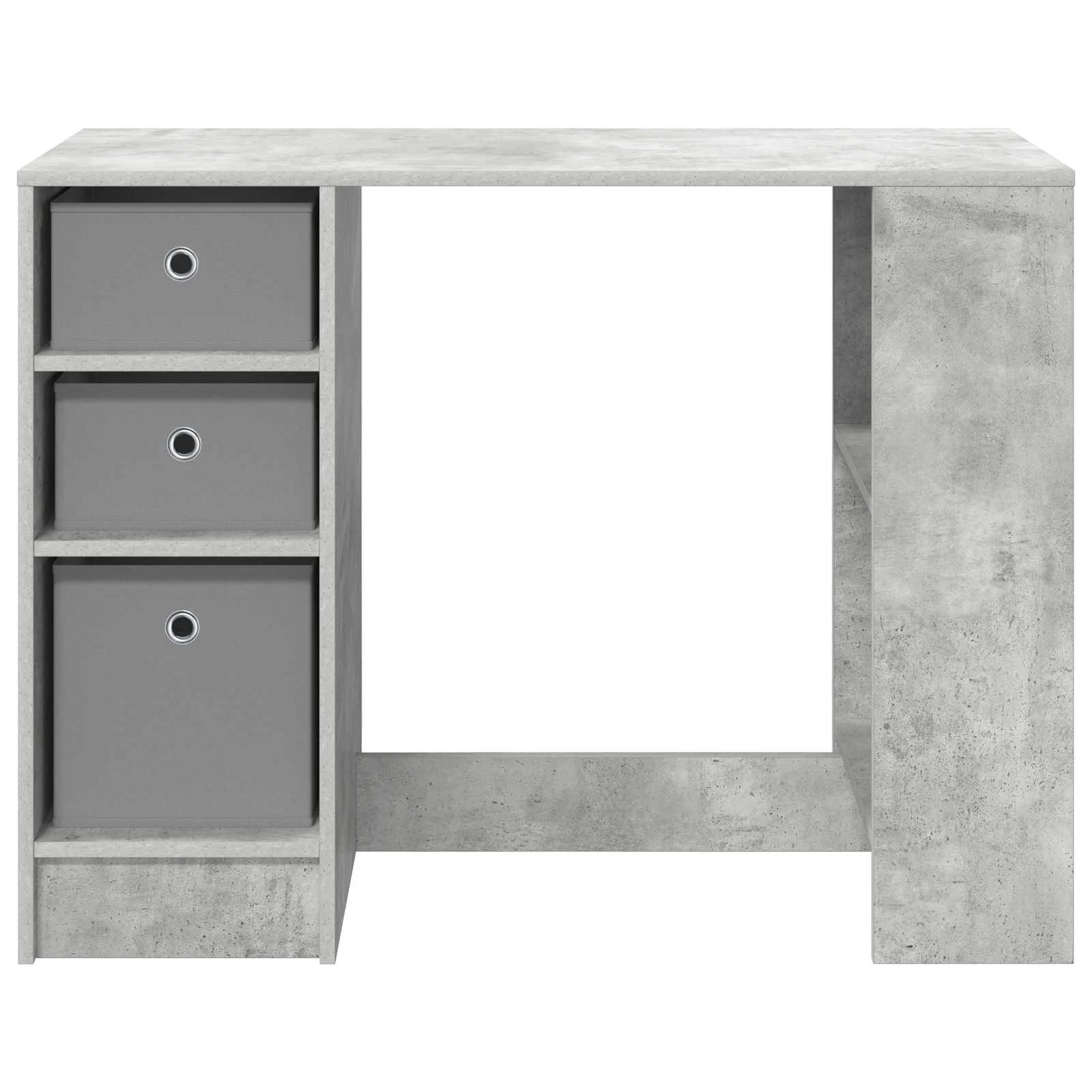 Bureau 100 x 40 x 75 cm gris béton bois d'ingénierie – vue de dos