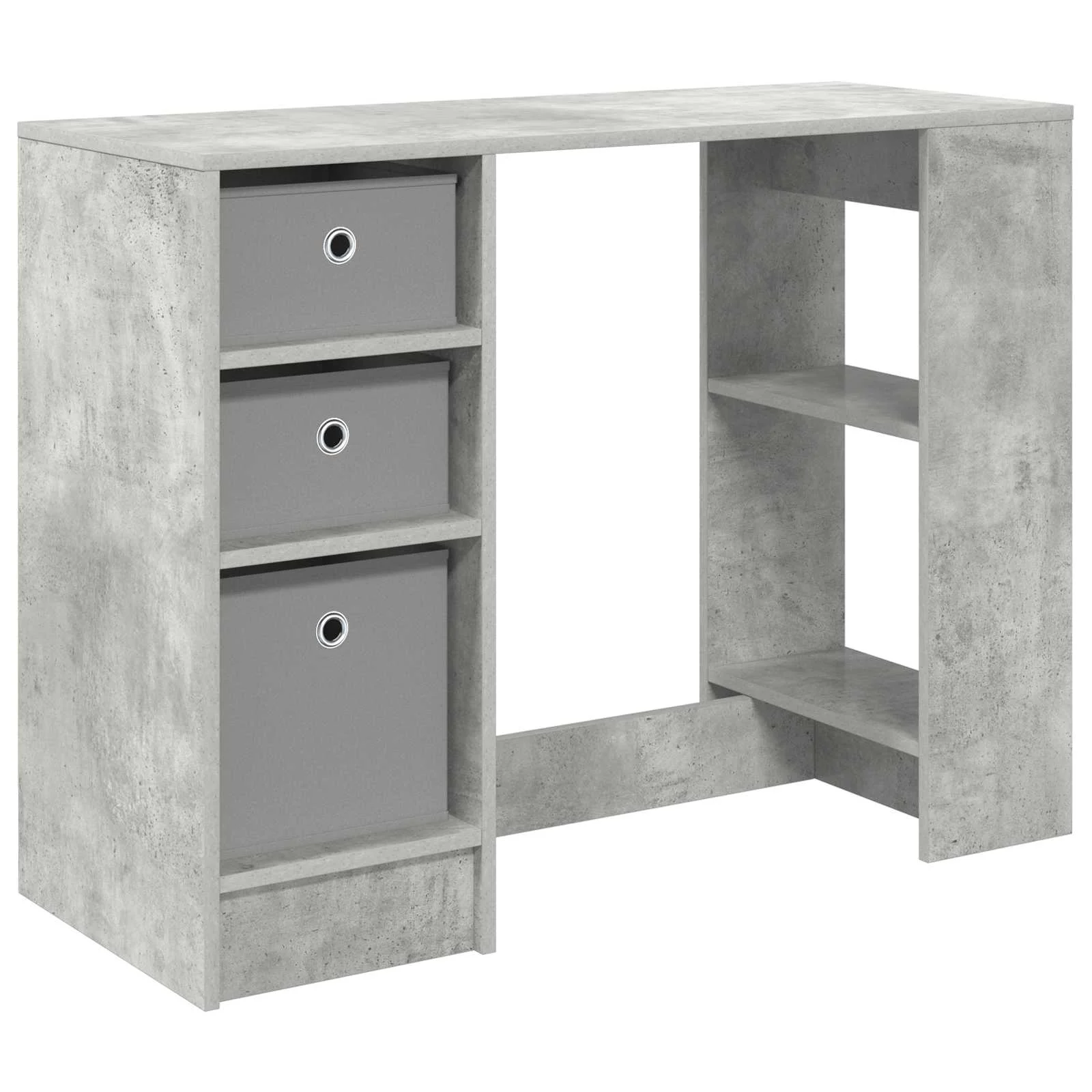 Bureau 100 x 40 x 75 cm gris béton bois d'ingénierie – vue de côté