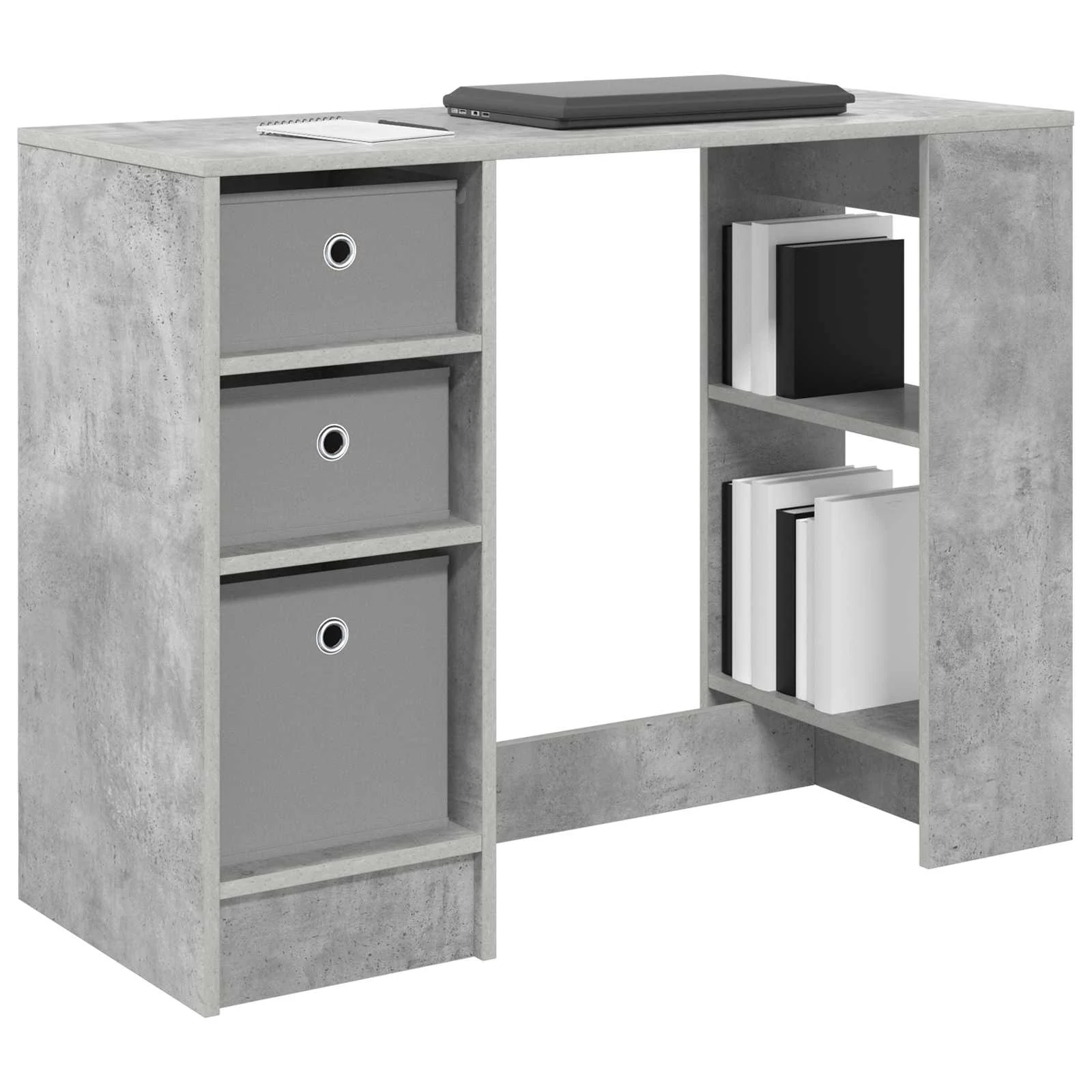 Bureau 100 x 40 x 75 cm gris béton bois d'ingénierie – vue de détail