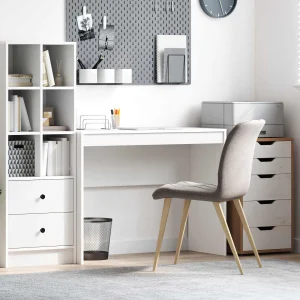 Bureau 100 x 40 x 76 cm blanc bois d'ingénierie – vue d’ensemble