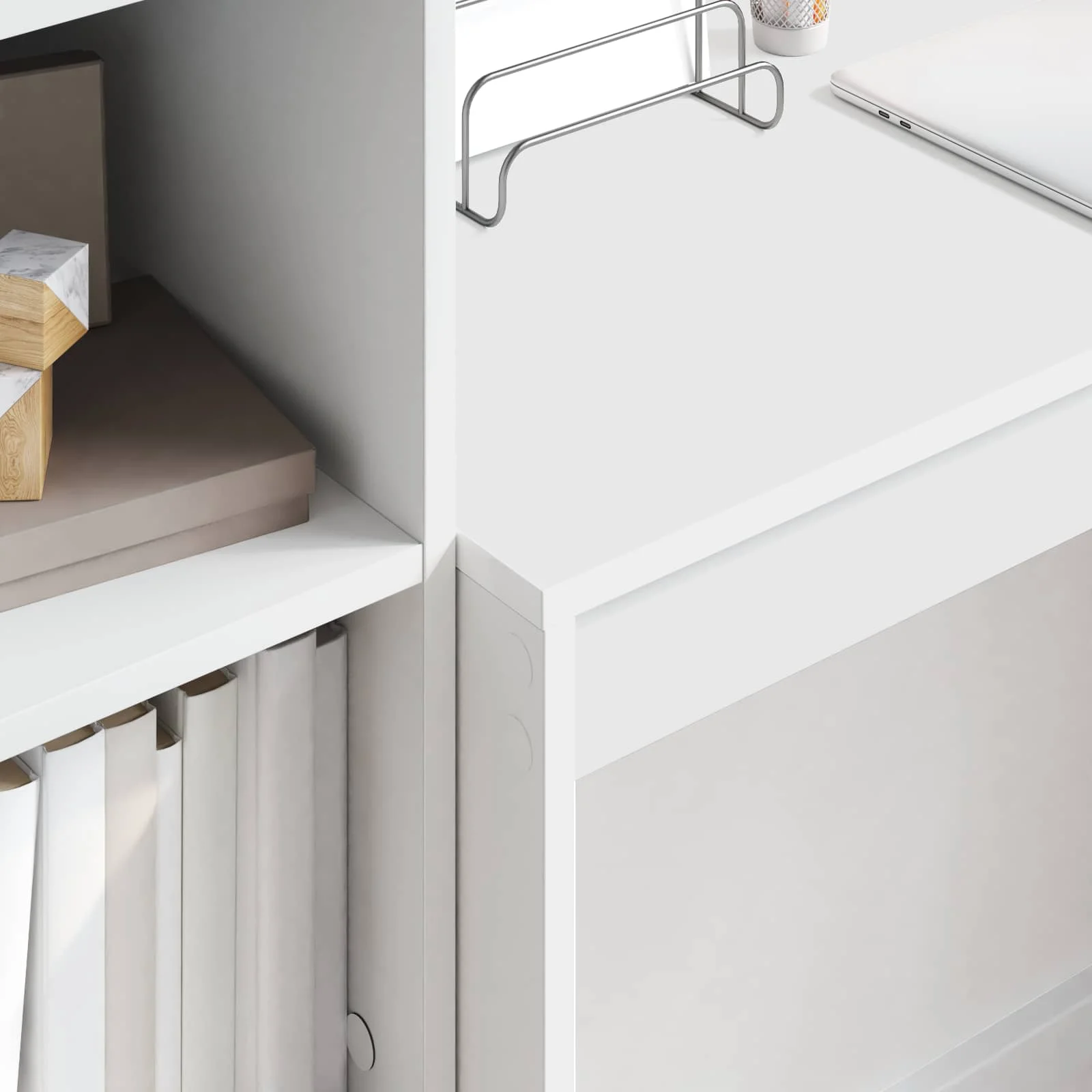 Bureau 100 x 40 x 76 cm blanc bois d'ingénierie – vue en situation