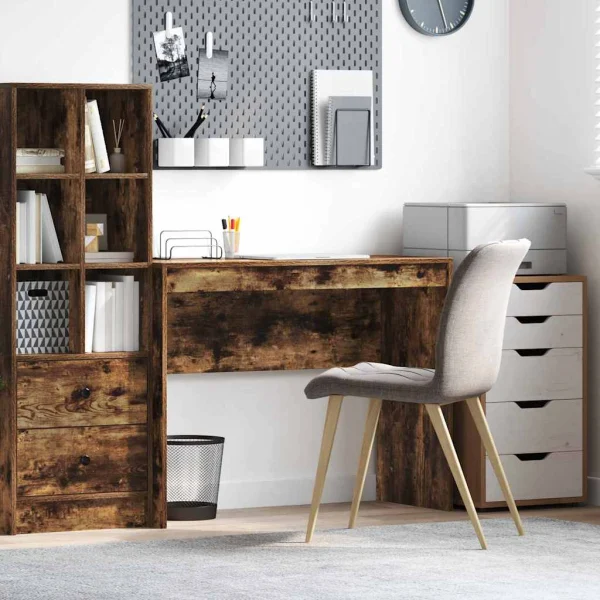 Bureau 100 x 40 x 76 cm chêne fumé bois d'ingénierie – vue d’ensemble