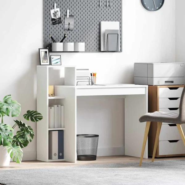 Bureau 100 x 40 x 90 cm blanc bois d'ingénierie – vue d’ensemble