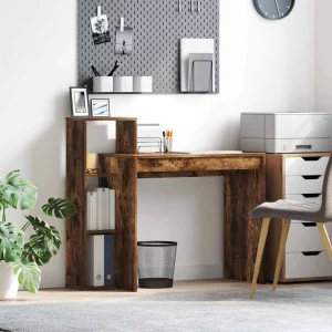 Bureau 100 x 40 x 90 cm chêne fumé bois d'ingénierie – vue d’ensemble