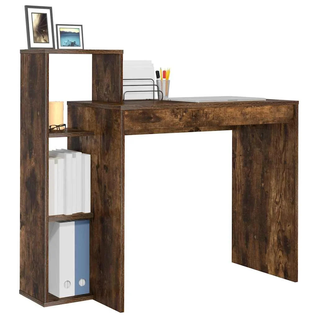 Bureau 100 x 40 x 90 cm chêne fumé bois d'ingénierie – vue de détail