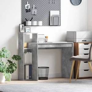 Bureau 100 x 40 x 90 cm gris béton bois d'ingénierie – vue d’ensemble