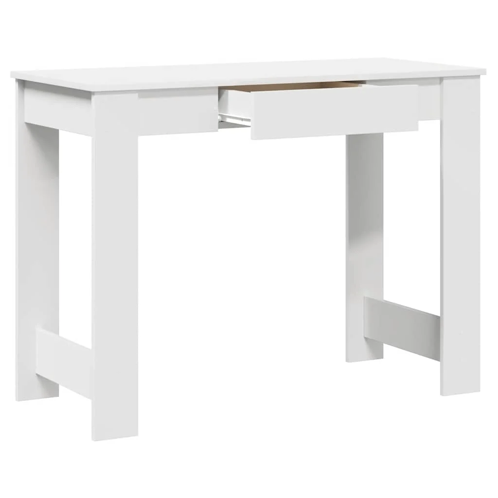 Bureau 100 x 45 x 75 cm blanc bois d'ingénierie – vue de dessus