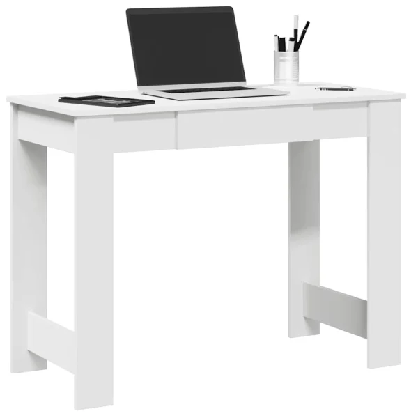 Bureau 100 x 45 x 75 cm blanc bois d'ingénierie – vue d’ensemble