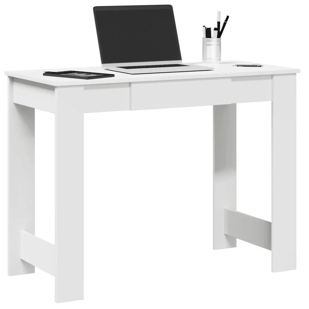 Bureau 100 x 45 x 75 cm blanc bois d'ingénierie – vue d’ensemble