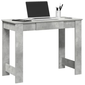 Bureau 100 x 45 x 75 cm gris béton bois d'ingénierie – vue d’ensemble