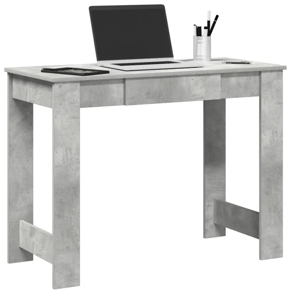 Bureau 100 x 45 x 75 cm gris béton bois d'ingénierie – vue d’ensemble