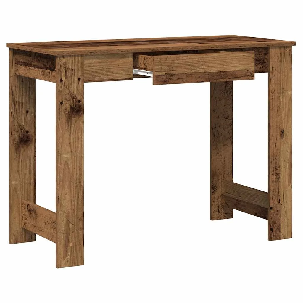 Bureau 100 x 45 x 75 cm vieux bois bois d'ingénierie – vue de dessus