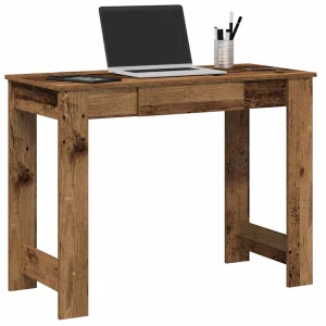 Bureau 100 x 45 x 75 cm vieux bois bois d'ingénierie – vue d’ensemble
