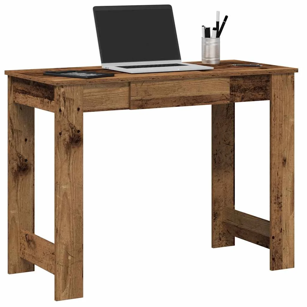Bureau 100 x 45 x 75 cm vieux bois bois d'ingénierie – vue d’ensemble