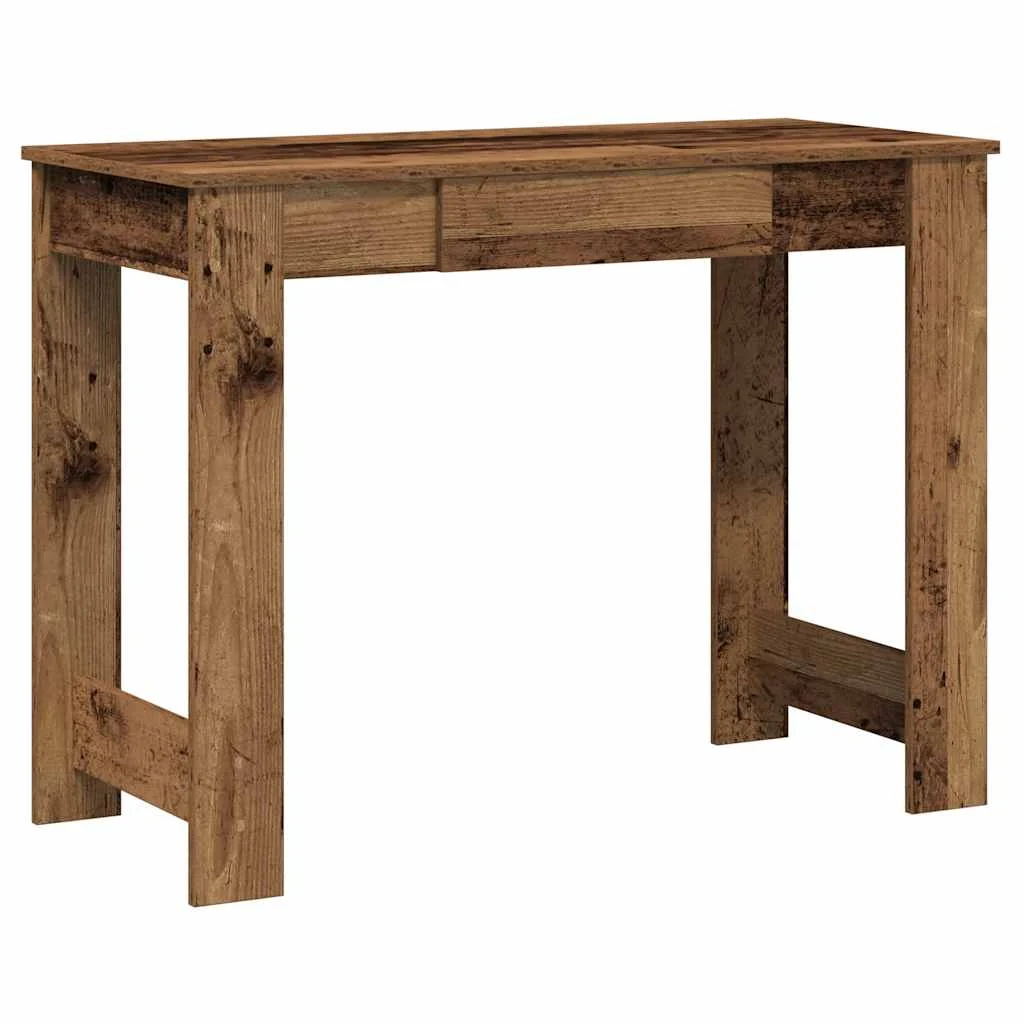 Bureau 100 x 45 x 75 cm vieux bois bois d'ingénierie – vue de côté