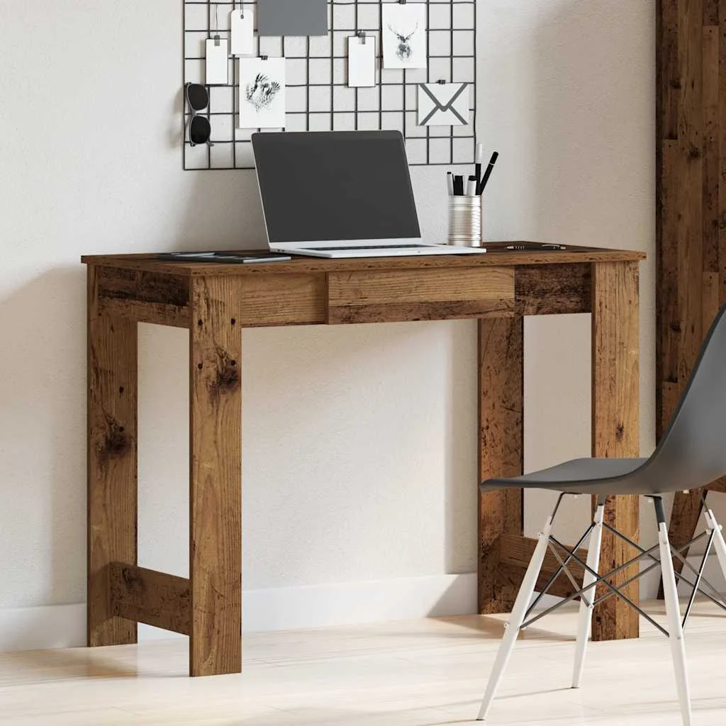 Bureau 100 x 45 x 75 cm vieux bois bois d'ingénierie – vue de détail