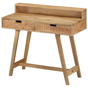 Bureau 100 x 45 x 90 cm brun bois massif de manguier – vue d’ensemble