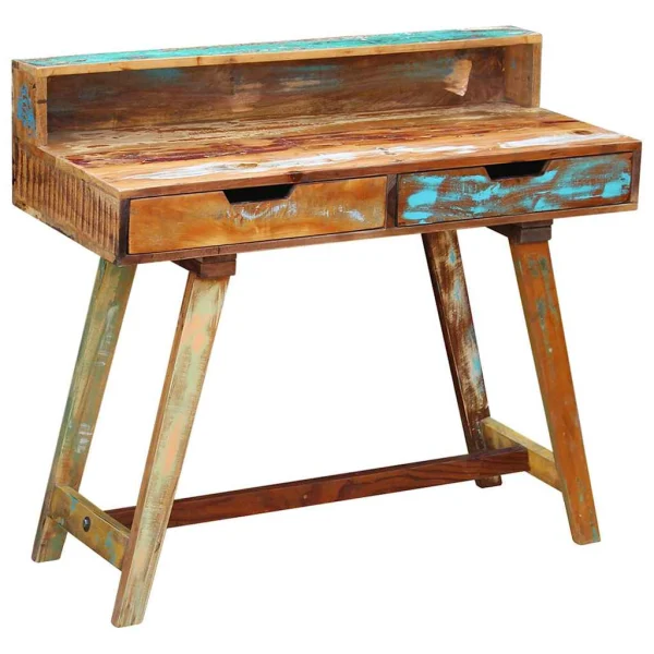 Bureau 100 x 45 x 90 cm multicolore bois massif de récupération – vue d’ensemble