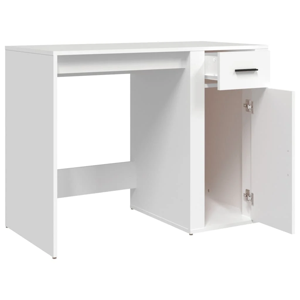 Bureau 100 x 49 x 75 cm blanc bois d'ingénierie – vue de dessus