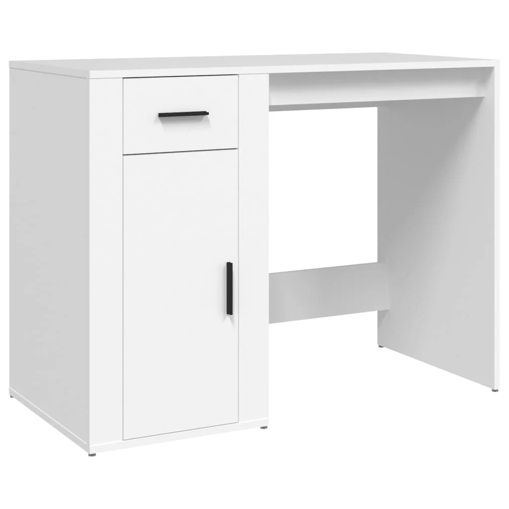 Bureau 100 x 49 x 75 cm blanc bois d'ingénierie – vue de côté