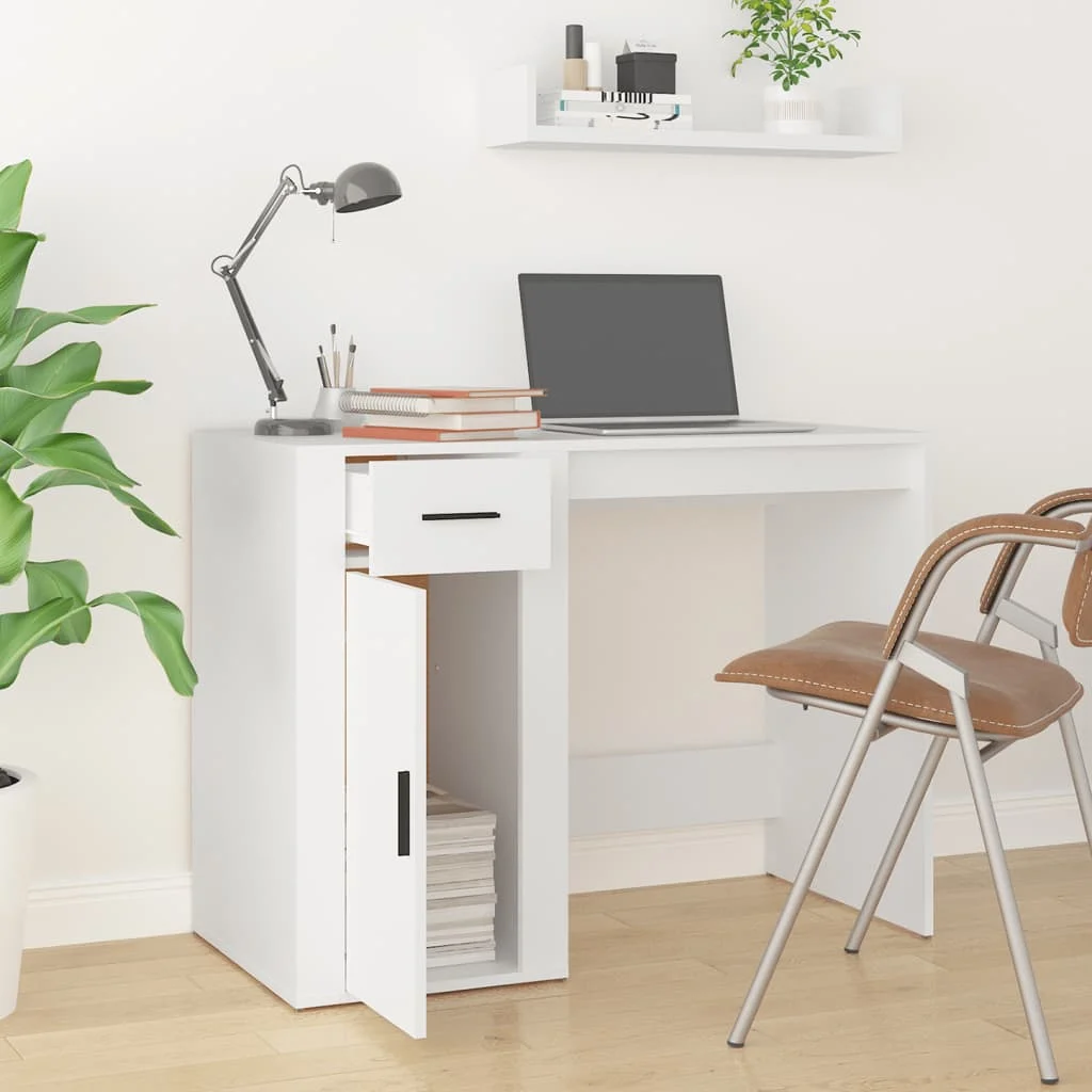 Bureau 100 x 49 x 75 cm blanc bois d'ingénierie – vue de détail