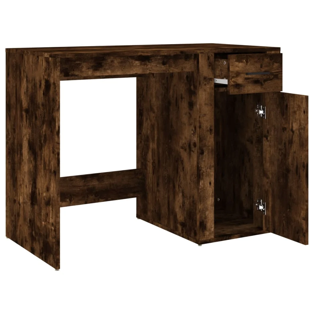 Bureau 100 x 49 x 75 cm chêne fumé bois d'ingénierie – vue de dessus