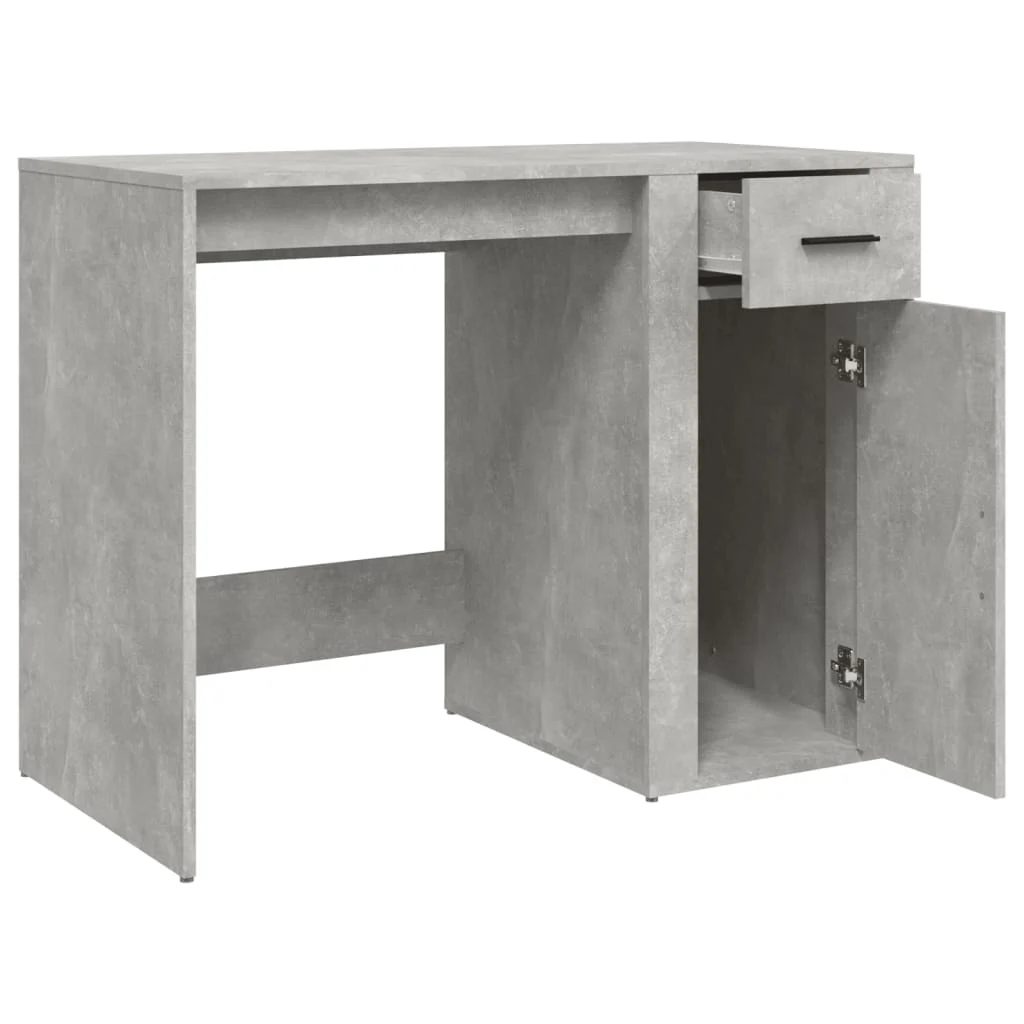 Bureau 100 x 49 x 75 cm gris béton bois d'ingénierie – vue de dessus