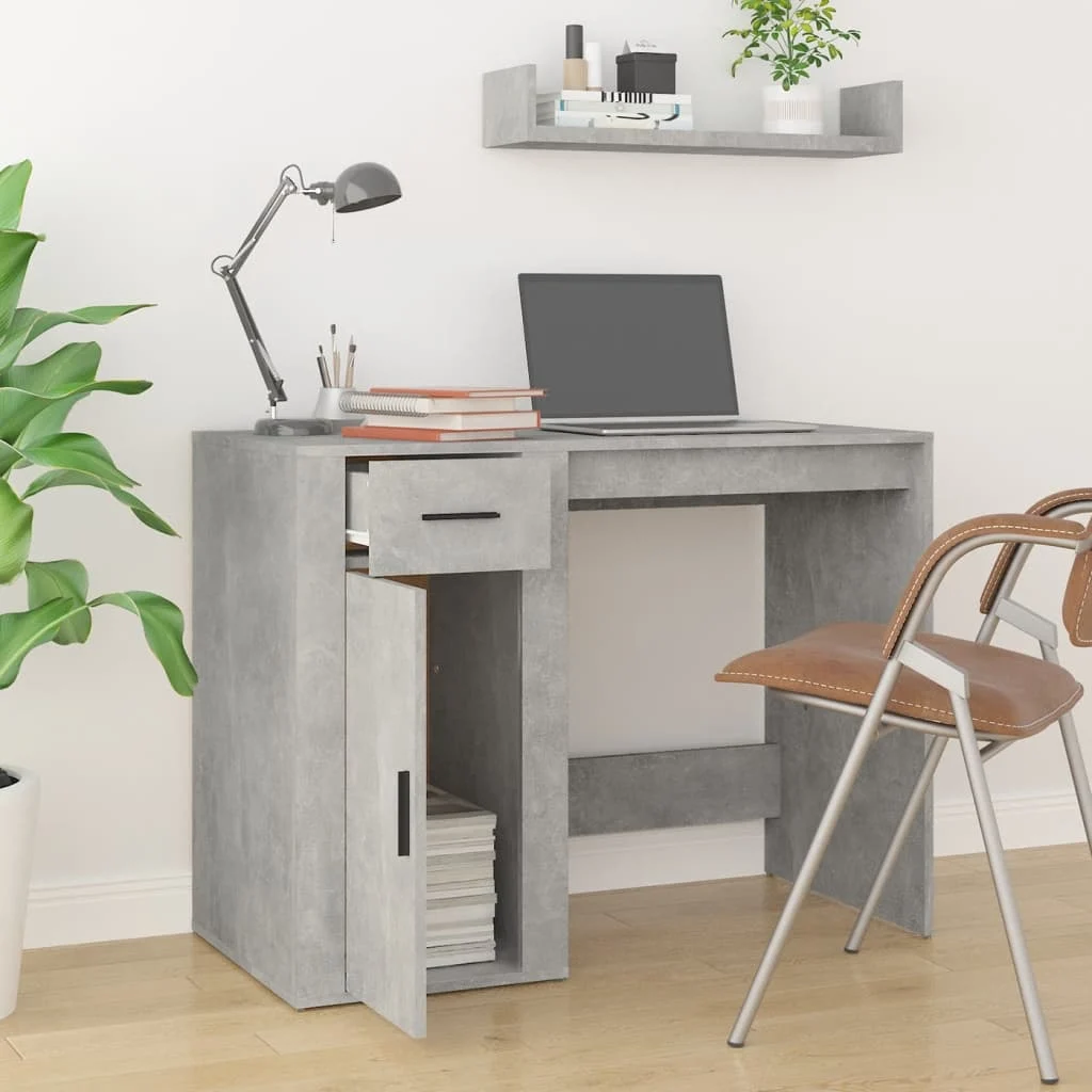 Bureau 100 x 49 x 75 cm gris béton bois d'ingénierie – vue de détail