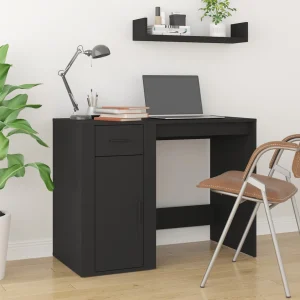 Bureau 100 x 49 x 75 cm noir bois d'ingénierie – vue d’ensemble
