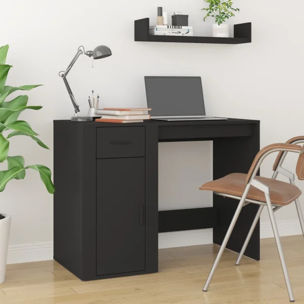 Bureau 100 x 49 x 75 cm noir bois d'ingénierie – vue d’ensemble