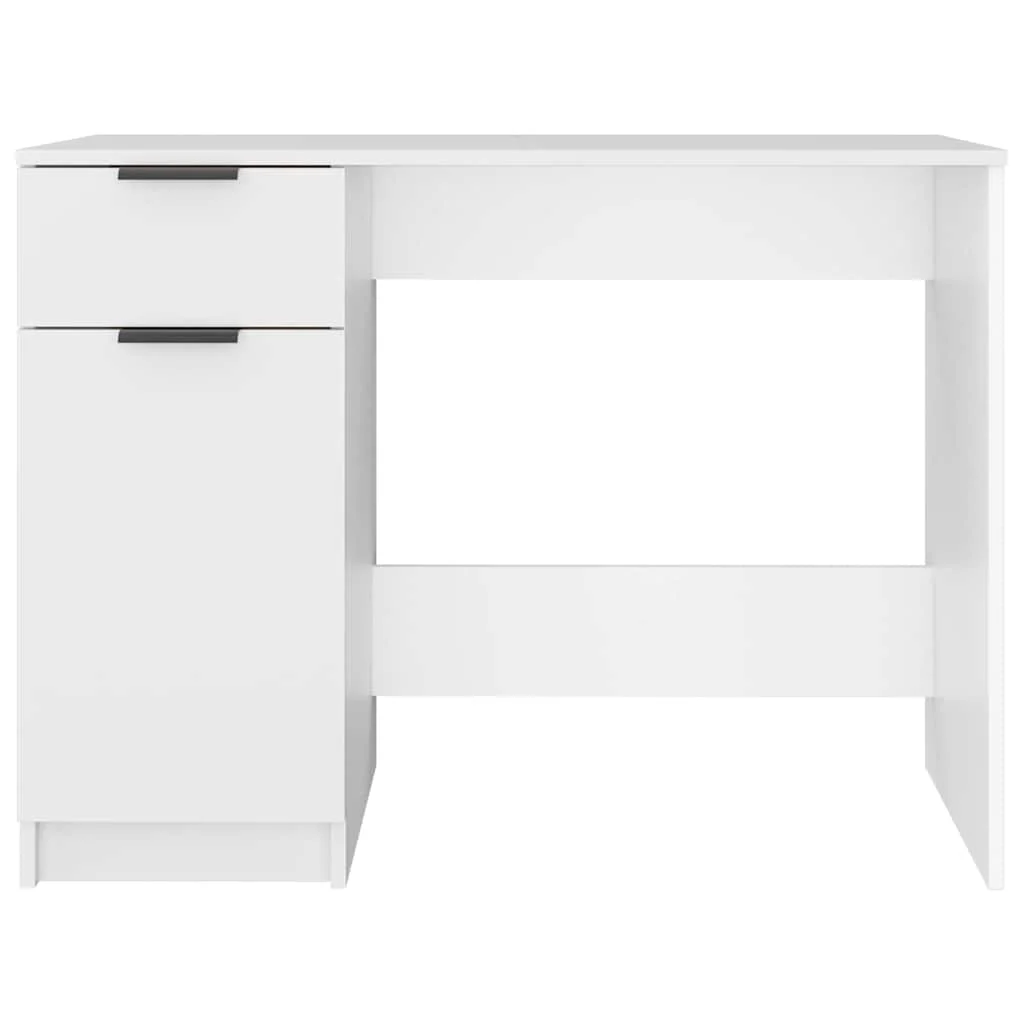 Bureau 100 x 50 x 75 cm blanc bois d'ingénierie – vue de dessus