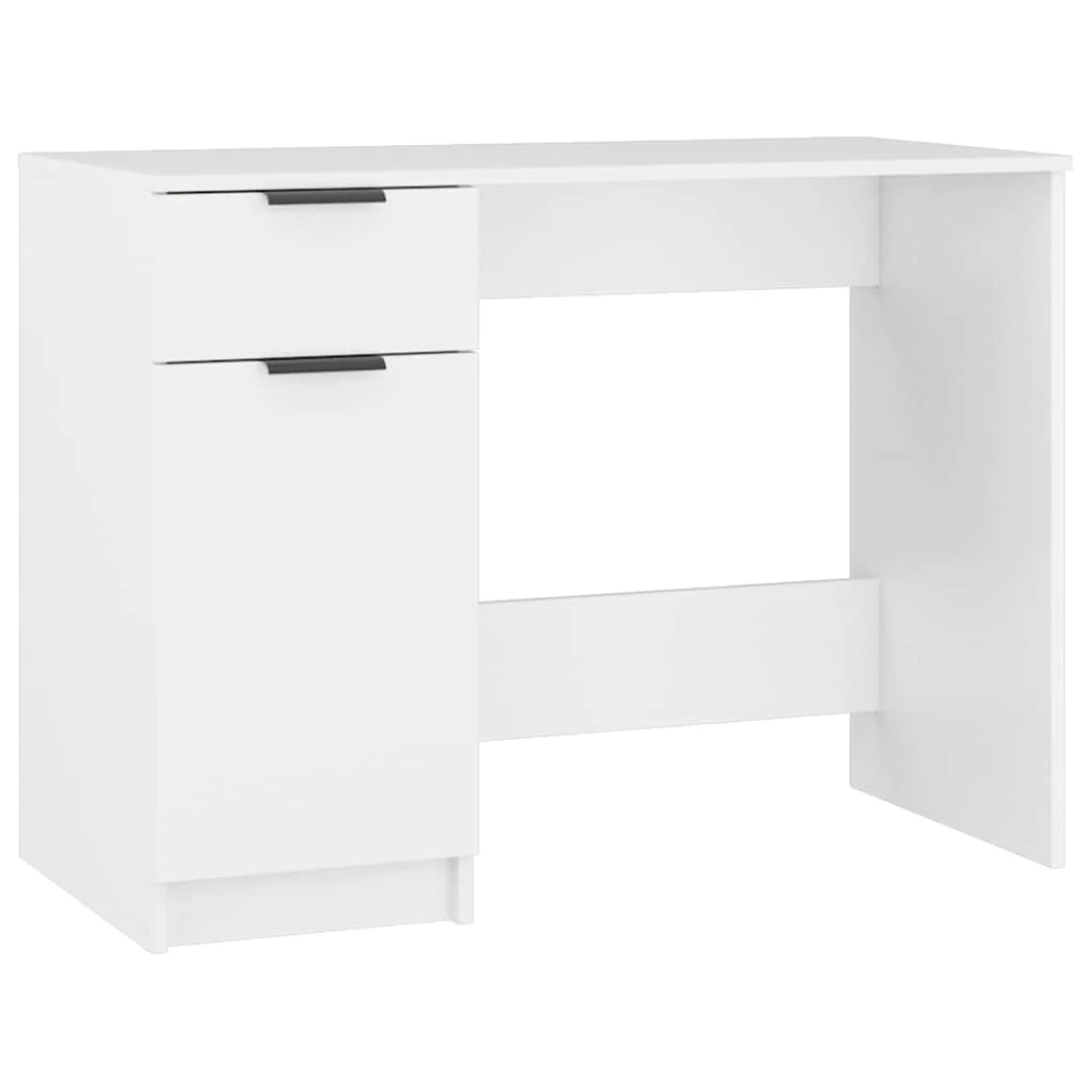 Bureau 100 x 50 x 75 cm blanc bois d'ingénierie – vue de côté