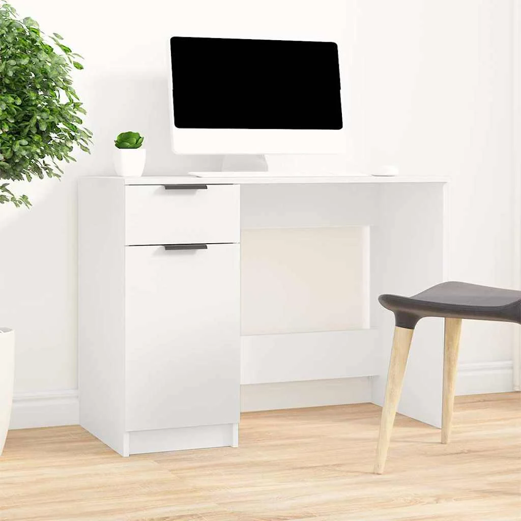 Bureau 100 x 50 x 75 cm blanc bois d'ingénierie – vue de détail