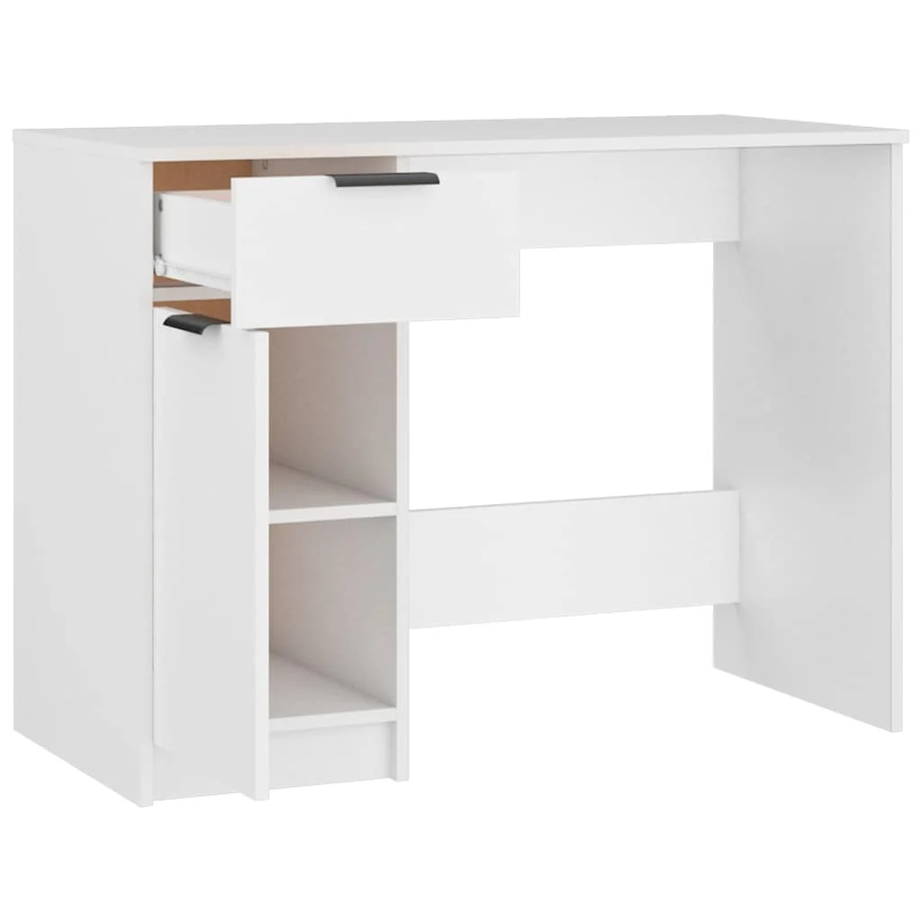 Bureau 100 x 50 x 75 cm blanc bois d'ingénierie – vue en situation