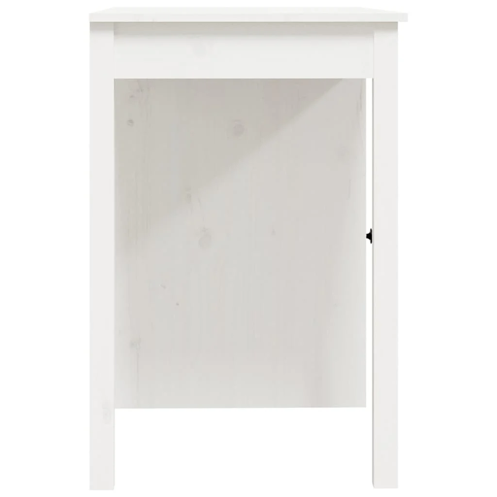 Bureau 100 x 50 x 75 cm blanc bois massif – vue de dos